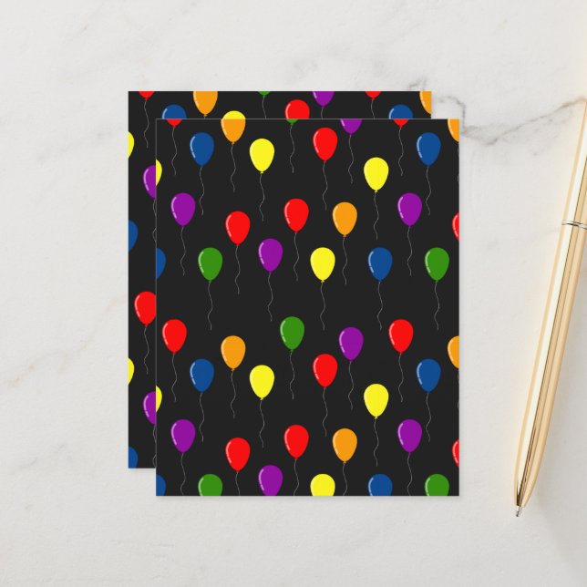 Birthday Balloons farbenfrohe Scrapbook Paper (Vorderseite/Rückseite Beispiel)