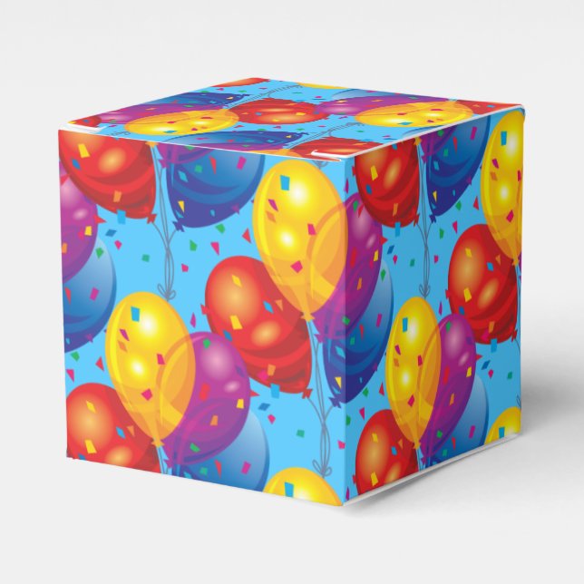 Birthday Balloons Gefallen Box Geschenkschachtel (Vorderseite)