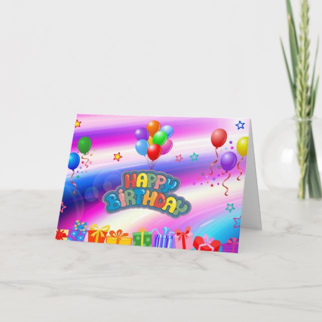 Birthday Balloons Karte (Vorderseite)