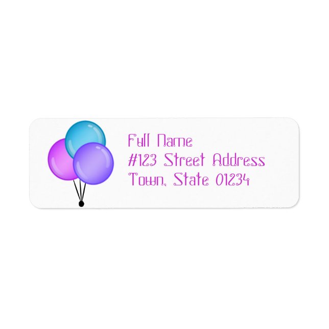 Birthday Balloons Mailing Labels (Vorne)