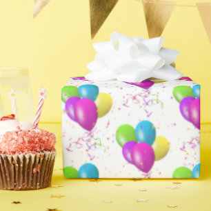 Birthday Balloons mit Confetti Geschenkpapier