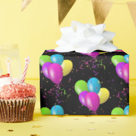 Birthday Balloons mit Konfetti Geschenkpapier