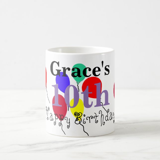 Birthday Balloons Name Tasse (Mittel)