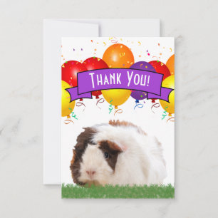 Birthday Balloons Niedliche Guinea Pig Lila Banner Dankeskarte