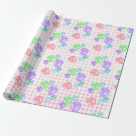 Birthday Balloons on Pink Gingham Geschenkpapier