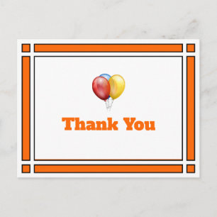 Birthday Balloons Orange Vielen Dank Postcard Postkarte