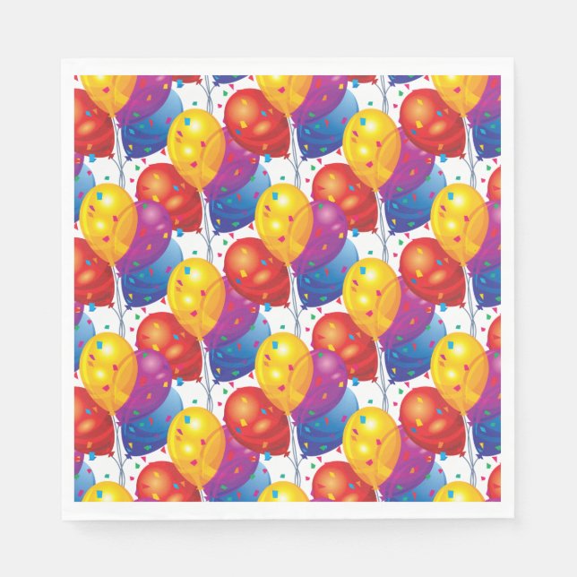 Birthday Balloons Paper Napkins Serviette (Vorderseite)