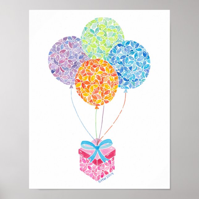 Birthday Balloons Print Poster (Vorne)