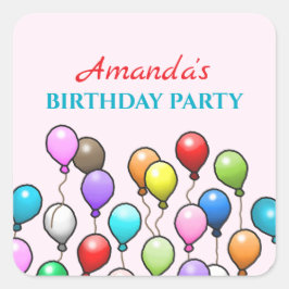 Birthday Balloons Quadratischer Aufkleber