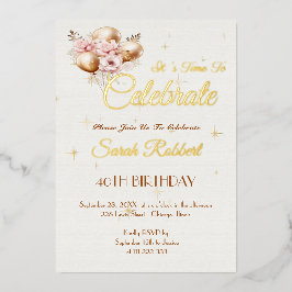 Birthday Balloons Real Gold Folieneinladung