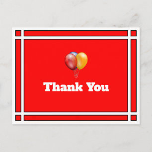 Birthday Balloons Red Danke, Postcard Postkarte