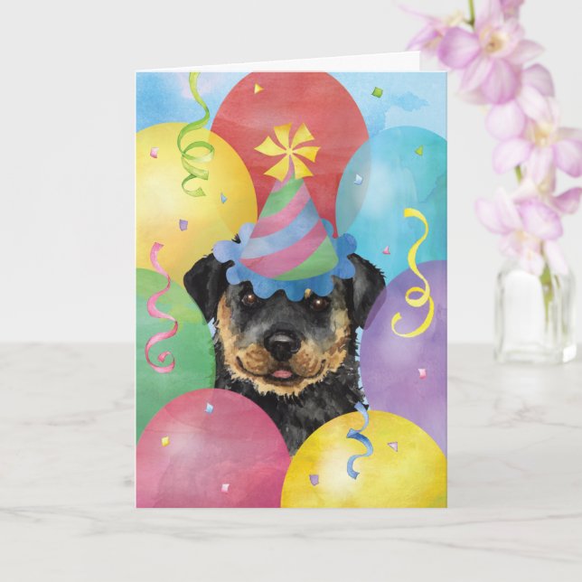 Birthday Balloons Rottweiler Card Karte (Orchidee)