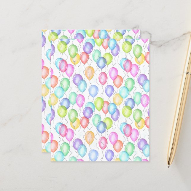 Birthday Balloons Scrapbook Paper (Vorderseite/Rückseite Beispiel)