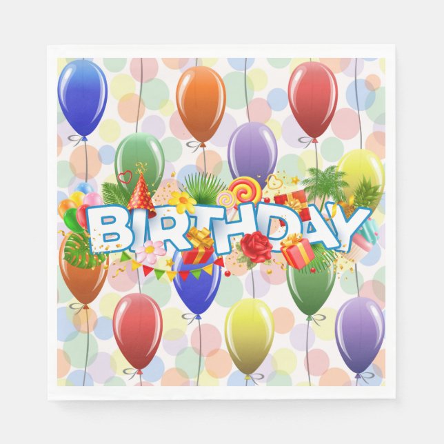 Birthday Balloons Serviette (Vorderseite)