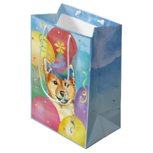 Birthday Balloons Shiba Inu Mittlere Geschenktüte