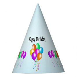 Birthday Balloons Verschiedene Farben auf blau Partyhütchen