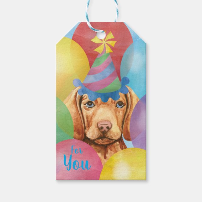 Birthday Balloons Vizsla Gift Tags Geschenkanhänger (Vorderseite)