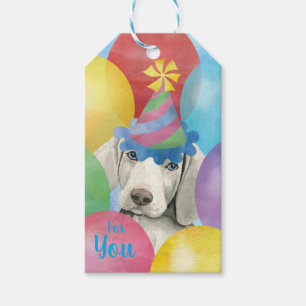 Birthday Balloons Weimaraner Gift Tags Geschenkanhänger