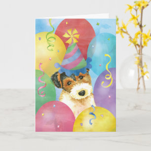 Birthday Balloons Wire Fox Terrier Karte