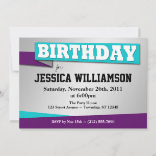 Birthday Banner Blue & Lila Party Einladungen