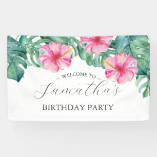 Birthday Banners Sixzehnt Tropical Luau Banner
