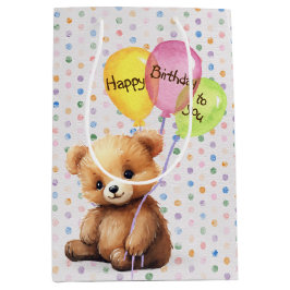 Birthday Bär mit Party Balloons Mittlere Geschenktüte