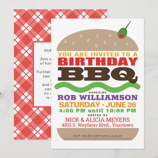 Birthday Barbeque | GRILLEN PARTY Einladung (Vorne/Hinten)