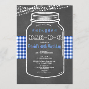 Birthday BARBEQUE Mason Jar Gingham Einladung