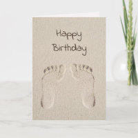 Birthday Barefoot Prints in Beach Sand