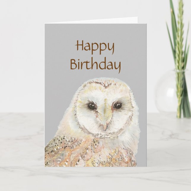 Birthday Barn Owl Warum feiern wir die Karte (Vorderseite)
