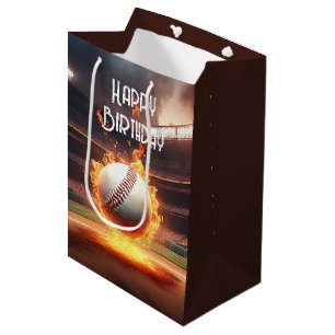 Birthday Baseball on Fire Mittlere Geschenktüte