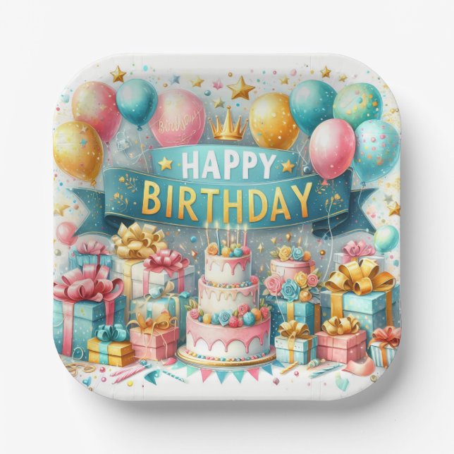 Birthday Bash Bliss Pappteller (Vorderseite)
