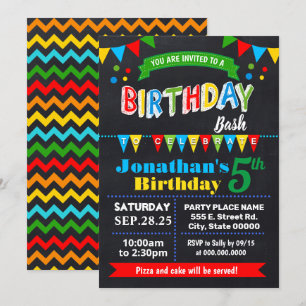 Birthday Bash Chalkboard Party Einladung