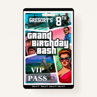Birthday Bash - individuell anpassbares Einladungs Ausweis