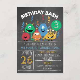 Birthday Bash Monster Geburtstag Einladung
