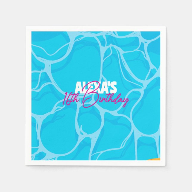 Birthday Bday Pool Party Serviette (Vorderseite)