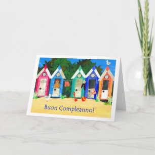 Birthday Beach Huts Card - Italienischer Gruß Karte