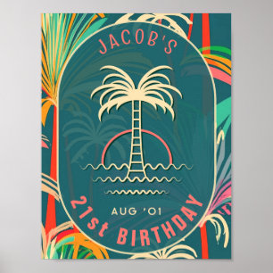 Birthday Beach Tropical Palm Tree Strand Sonnenunt Poster