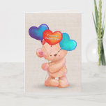 Birthday Bear and Balloons for Daughter-in-law Karte<br><div class="desc">Niedlicher Teddybär mit einem Pullonenbouquet auf einem weichen Bauchhahn für den Geburtstag einer Schwiegertochter.</div>