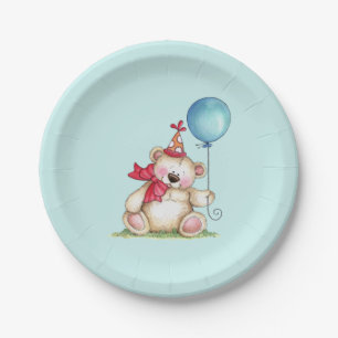 Birthday Bear Balloon Pappteller