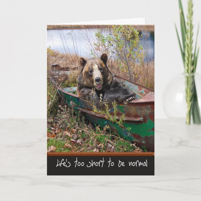 Birthday Bear in Boot Karte (Vorderseite)