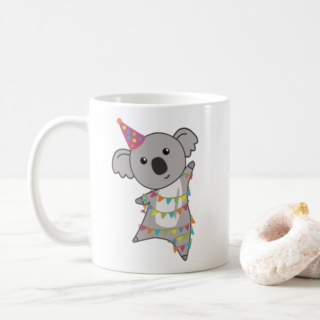 Birthday Bear Koala Bear Bear Garland Kaffee Tasse (Mit Donut)