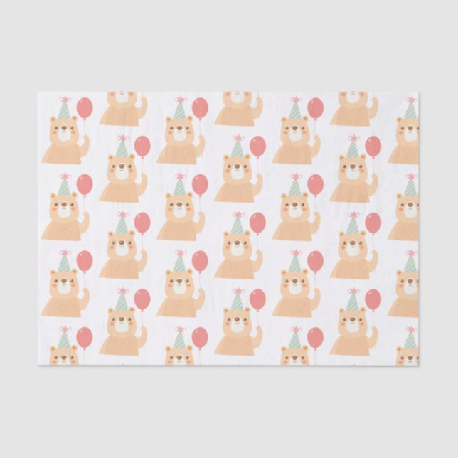 Birthday Bear Tissue Paper Seidenpapier (Vorderseite)