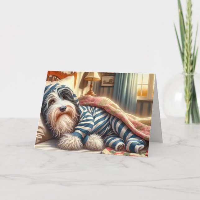Birthday Bearded Collie Wearing Pajamas Karte (Vorderseite)
