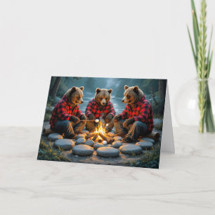 Birthday Bears Roasting Marshmallows Karte