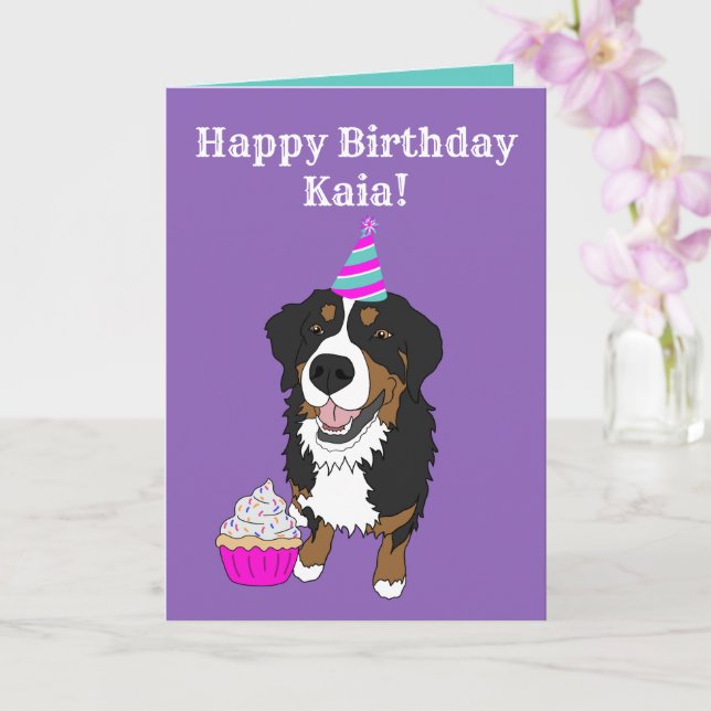 Birthday Bernese Mountain Dog Karte (Orchidee)