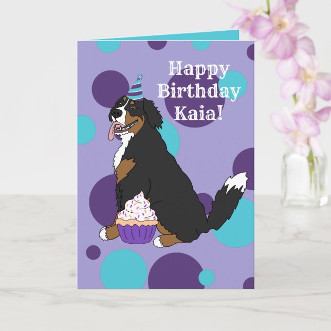 Birthday Bernese Mountain Dog Karte (Orchidee)
