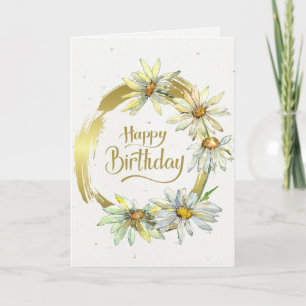 Birthday Bible Verse Gold Frame Daisies Karte