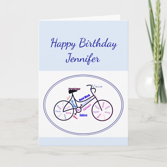Birthday Bike Cycling Sport Individuelle Name Karte (Vorderseite)