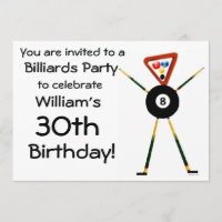 Birthday Billiards Party Einladung